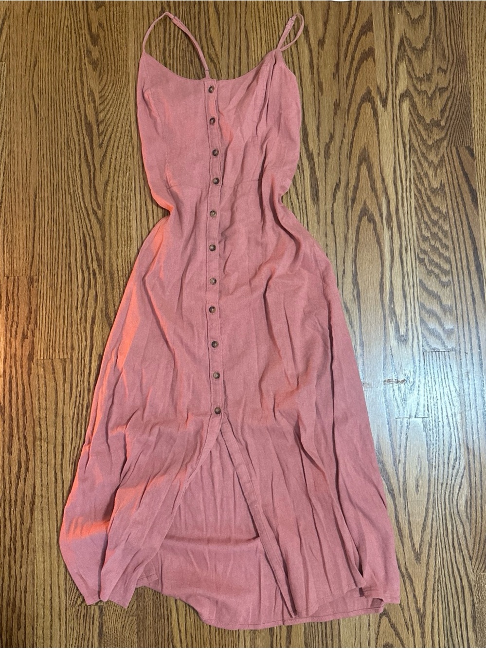 Hollister Dusty Rose Button-Front Midi Sundress